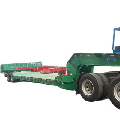 Buy Front Loading Lowboy Trailer 4 axle 120ton Detachable Gooseneck Hydraulic Removable Drop Deck  Lowbed Trailer for Kenya online manufacture
