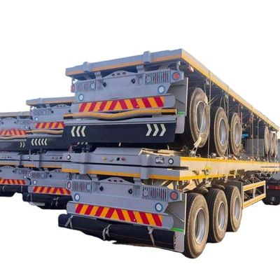 Buy High Efficiency Shipping Container Semi-Trailer Blue 30-80 Tons 2 3 4 Axles Flatbed Semi Trailer online manufacture