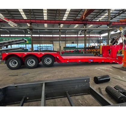 Good price Hydraulic Detachable Gooseneck Semi Truck Lowboy Trailer , Heavy Machine Transport Lowboy Trailer For Zimbabwe online