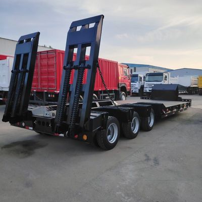 Good price New 3 Axle Semi Truck Lowboy Trailer , 60 Ton Low Bed Trailer For Sale online