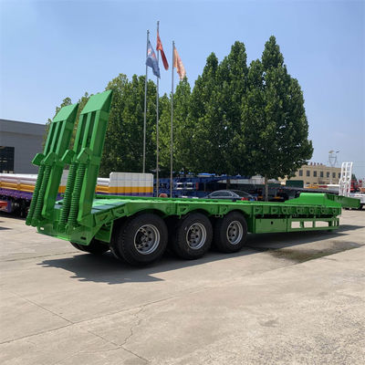 Good price 3-Axle 60t Dump Semi-Trailer with Hydraulic Ramp Low Bed Trailer and 4/5/6mm Thick Grid Plate online